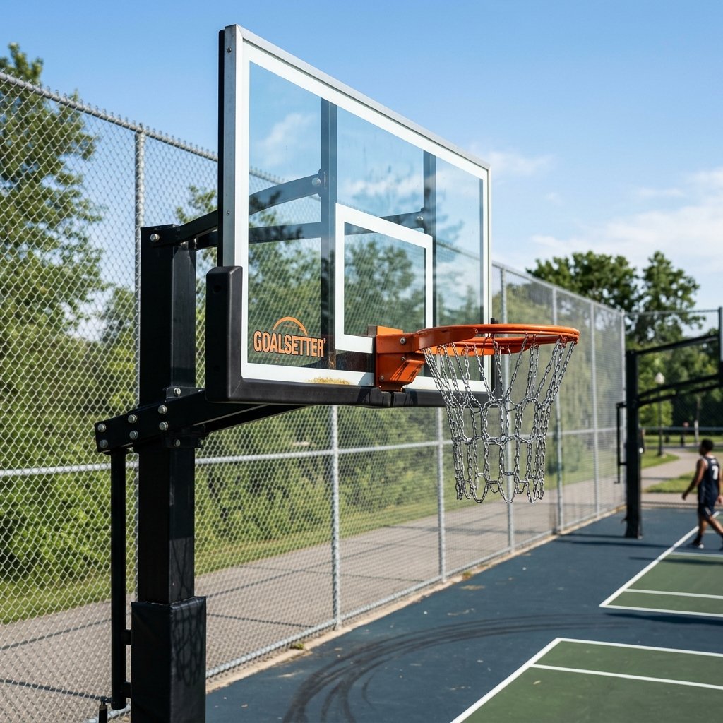 Vibrating basketball backboard post