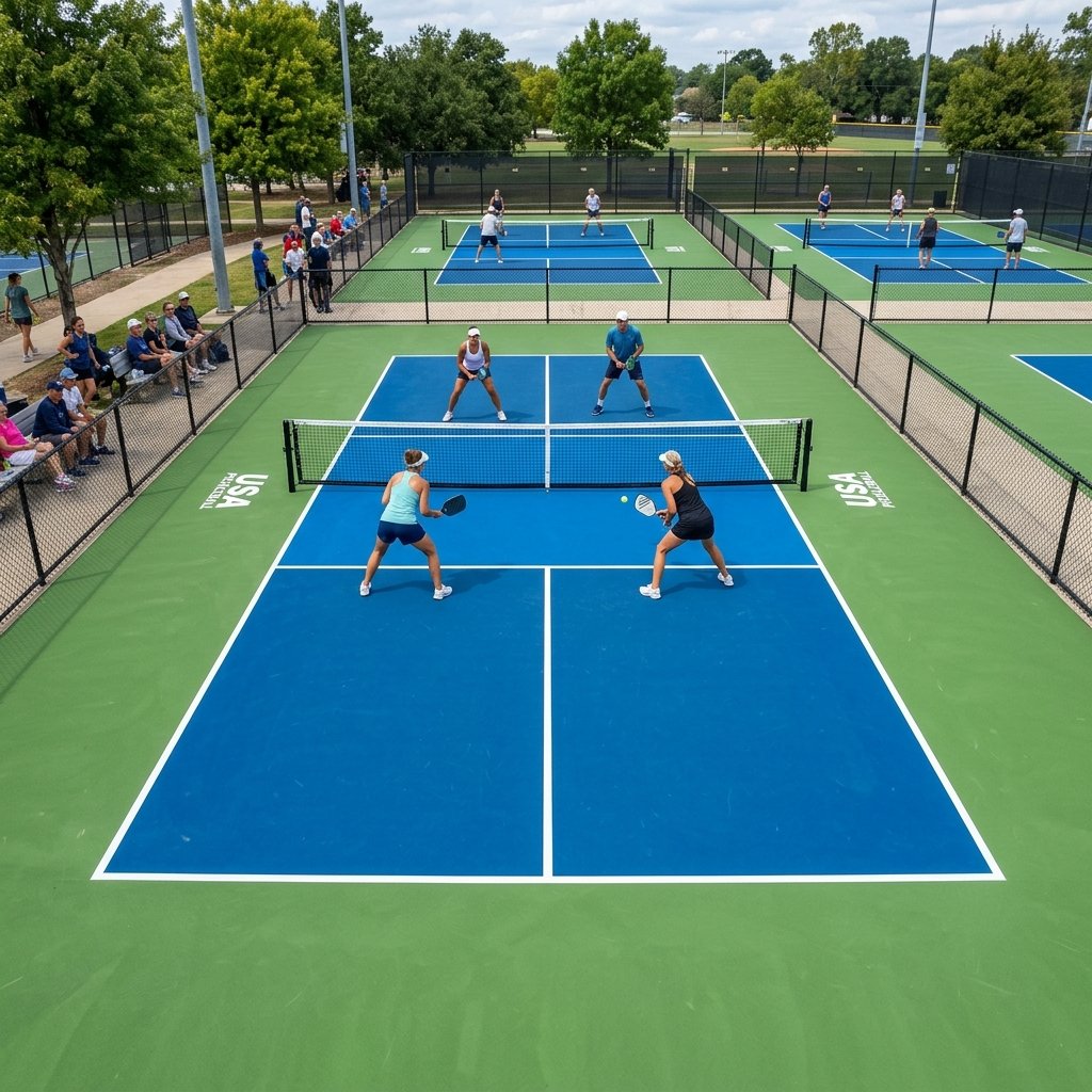 Cushioned acrylic pickleball surface
